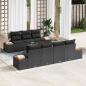 Preview: ARDEBO.de - 8-teiliges Garten Sofa Set mit Kissen Schwarz Poly Rattan Akazie