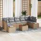 Preview: ARDEBO.de - 8-teiliges Garten-Sofa-Set mit Kissen Beige Poly Rattan Akazie