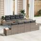 Preview: ARDEBO.de - 9-teiliges Garten Sofa Set mit Kissen Grau Poly Rattan Akazie