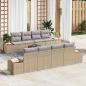 Preview: ARDEBO.de - 9-teiliges Garten Sofa Set mit Kissen Beige Poly Rattan Akazie