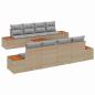 Preview: 9-teiliges Garten Sofa Set mit Kissen Beige Poly Rattan Akazie