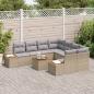 Preview: 9-teiliges Garten Sofa Set mit Kissen Beige Poly Rattan Akazie