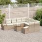Preview: 9-teilige Garten Sofagarnitur mit Kissen Beige Poly Rattan Akazie