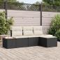 Preview: ARDEBO.de - 4-teiliges Garten Sofa Set mit Kissen Schwarz Poly Rattan Akazie