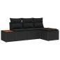 Preview: 4-teiliges Garten-Sofa-Set mit Kissen Schwarz Poly Rattan Akazie