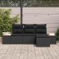 Preview: 4-teiliges Garten-Sofa-Set mit Kissen Schwarz Poly Rattan Akazie