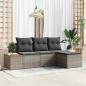 Preview: ARDEBO.de - 4-teiliges Garten-Sofa-Set mit Kissen Grau Poly-Rattan Akazie