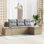 Preview: ARDEBO.de - 4-teiliges Garten Sofa Set mit Kissen Beige Poly Rattan Akazie