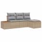 Preview: 4-teiliges Garten Sofa Set mit Kissen Beige Poly Rattan Akazie