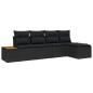 Preview: ARDEBO.de - 5-teiliges Garten Sofa Set mit Kissen Schwarz Poly Rattan Akazie