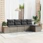Preview: ARDEBO.de - 5-teiliges Gartensofa Set mit Kissen Grau Poly Rattan Akazie
