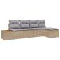 Preview: 5-teiliges Garten-Sofa-Set mit Kissen in Beige aus Poly-Rattan