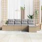 Preview: 5-teiliges Garten-Sofa-Set mit Kissen in Beige aus Poly-Rattan