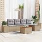 Preview: ARDEBO.de - 6-teiliges Garten-Sofa-Set mit Kissen - Beige Poly-Rattan Akazie