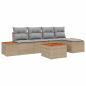 Preview: 6-teiliges Garten-Sofa-Set mit Kissen - Beige Poly-Rattan Akazie