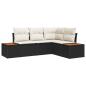 Preview: 4-teiliges Garten-Sofa-Set mit Kissen - Schwarz Poly-Rattan