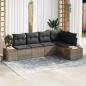 Preview: ARDEBO.de - 5-teiliges Garten Sofa Set mit Kissen Grau Poly Rattan Akazie