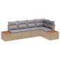 Preview: 5-teiliges Garten Sofa Set mit Kissen in Beige Poly Rattan