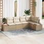 Preview: ARDEBO.de - 5-teiliges Garten Sofa Set mit Kissen Beige Poly Rattan Akazie