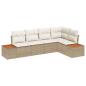 Preview: 5-teiliges Garten Sofa Set mit Kissen Beige Poly Rattan Akazie