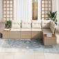 Preview: 5-teiliges Garten Sofa Set mit Kissen Beige Poly Rattan Akazie
