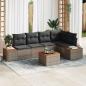 Preview: ARDEBO.de - 6-teiliges Garten Sofa Set mit Kissen Grau Poly Rattan Akazie