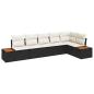 Preview: 6-teiliges Garten-Sofa-Set mit Kissen Schwarz Poly Rattan Akazie