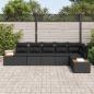 Preview: 6-teiliges Garten Sofa Set mit Kissen Schwarz Poly Rattan Akazie