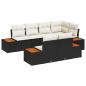 Preview: 7-teiliges Garten Sofa Set mit Kissen Schwarz Poly Rattan Akazie