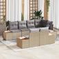 Preview: ARDEBO.de - 7-teilige Garten Sofa Set mit Kissen Beige Poly Rattan Akazie