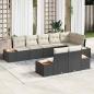 Preview: ARDEBO.de - 8-teiliges Garten Sofa Set mit Kissen Schwarz Poly Rattan Akazie