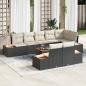 Preview: ARDEBO.de - 9-teiliges Garten-Sofa-Set mit Kissen Schwarz Poly Rattan Akazie