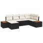 Preview: ARDEBO.de - 6-teilige Garten Sofa Set mit Kissen Schwarz Poly Rattan Akazie