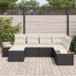 Preview: 6-teilige Garten Sofa Set mit Kissen Schwarz Poly Rattan Akazie