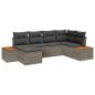 Preview: 6-teiliges Garten Sofa Set mit Kissen Grau Poly Rattan Akazie