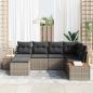 Preview: 6-teiliges Garten Sofa Set mit Kissen Grau Poly Rattan Akazie