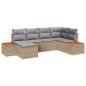 Preview: 6-teilige Garten Sofa Set mit Kissen Beige Poly Rattan Akazie