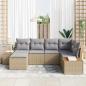 Preview: 6-teilige Garten Sofa Set mit Kissen Beige Poly Rattan Akazie