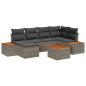 Preview: 7-teiliges Garten Sofa Set mit Kissen Grau Poly Rattan Akazie