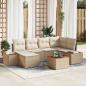 Preview: ARDEBO.de - 7-teiliges Garten-Sofa-Set mit Kissen in Beige aus Poly Rattan und Akazie