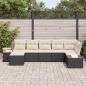 Preview: 7-teiliges Garten-Sofa-Set mit Kissen Schwarz Poly Rattan Akazie