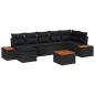 Preview: 8-Teiliges Garten Sofa Set mit Kissen Schwarz Poly-Rattan Akazie