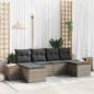 Preview: ARDEBO.de - 6-teiliges Garten-Sofa-Set mit Kissen Grau Poly Rattan Akazie