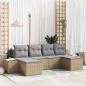 Preview: ARDEBO.de - 6-teiliges Gartensofa-Set mit Kissen Beige Poly Rattan Akazie
