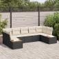 Preview: ARDEBO.de - 7-teiliges Garten Sofa Set mit Kissen Schwarzes Poly Rattan Akazie