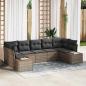 Preview: ARDEBO.de - 7-teiliges Garten Sofa Set mit Kissen Grau Poly Rattan Akazie