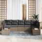 Preview: 7-teiliges Garten Sofa Set mit Kissen Grau Poly Rattan Akazie