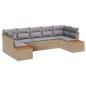 Preview: 7-teilige Garten-Sofa-Gruppe mit Kissen Beige Poly Rattan Akazie