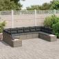 Preview: 10-teiliges Garten Sofaset mit Kissen Grau Poly Rattan Akazie