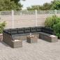 Preview: 11-teilige Garten Sofa Set mit Kissen Grau Poly Rattan Akazie